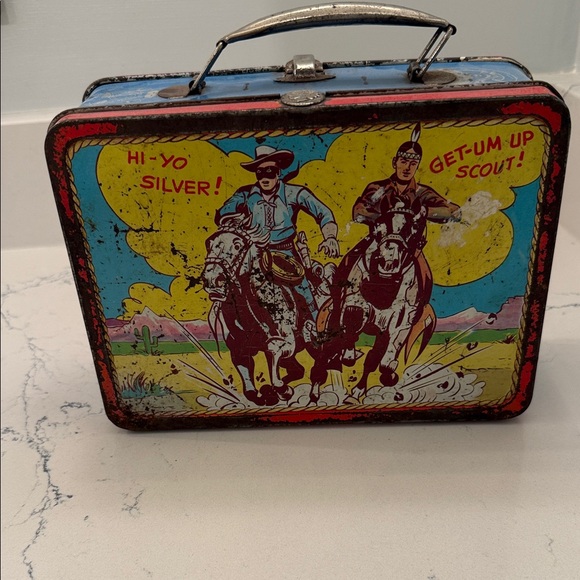Vintage The Lone Ranger Blue Stripe Lunchbox - Picture 3 of 7